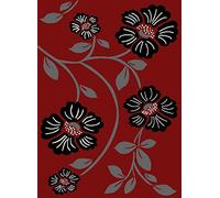 SrS Rugs® Luna Collection, Living Room Rugs, Hallway Runner, with Soft Smooth 8mm Pile. Floral Designs. 12 Colours, 9 Sizes (Red & Black, 120cm x 170cm)