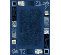 SrS Rugs® Luna Collection, Living Room Rugs, Hallway Runners, with Soft Smooth 8mm Pile. Contemporary Borders Design. 7 Colours, 9 Sizes (Blue Borders, 200 x 290 cm)