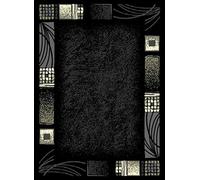 SrS Rugs® Luna Collection, Living Room Rugs, Hallway Runners, with Soft Smooth 8mm Pile. Contemporary Borders Design. 7 Colours, 9 Sizes (Black Borders, 60 x 110 cm)