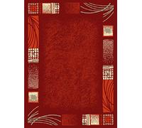 SrS Rugs® Luna Collection, Living Room Rugs, Hallway Runners, with Soft Smooth 8mm Pile. Contemporary Borders Design. 7 Colours, 9 Sizes (Red Borders, 235 x 320 cm)
