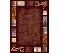 SrS Rugs® Luna Collection, Living Room Rugs, Hallway Runners, with Soft Smooth 8mm Pile. Contemporary Borders Design. 7 Colours, 9 Sizes (Brown Borders, 60 x 110 cm)