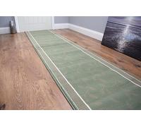 SrS Rugs® Luna Collection, Modern Long Carpet Runner Rug for Entrance Hall and Stairs. Smooth Soft 8mm Depth Pile. 70cm Wide (Border Leaf Green, Length: 13' (396cm))