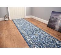 SrS Rugs® Luna Collection, Modern Long Carpet Runner Rug for Entrance Hall and Stairs. Smooth Soft 8mm Depth Pile. 70cm Wide. Any length (Classical Blue, Length: 7' (213cm))
