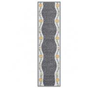 SrS Rugs® Luna Collection, Modern Long Carpet Runner Rug for Entrance Hall and Stairs. Smooth Soft 8mm Depth Pile. 70cm Wide. Any length (Grey Floral Borders, Length: 6' (183cm))