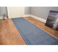 SrS Rugs® Luna Flatweave Collection, Reversible Indoor Outdoor Runner Rug for Hallway, Kitchen, and Entrance. Smooth Soft 2mm Depth Pile. 70cm Wide. Any Length (Flatweave Blue, Length: 30' (914cm))