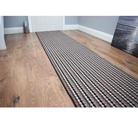 SrS Rugs® Non Slip Rubber Backed Washable Carpet Runner Mat, for Kitchen, Hallway, Stairs, Bedroom. 66cm (2ft2) Wide (Black | Brown | Grey, 2ft2 x 10ft(66cm x305cm))
