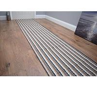 SrS Rugs® Non Slip Rubber Backed Washable Carpet Runner Mat, for Kitchen, Hallway, Stairs, Bedroom. 66cm (2ft2) Wide (Grey | Brown, 2ft2 x 10ft (66 x 305cm))