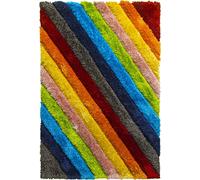 SrS Rugs® Paradise Collection, Multicoloured, 3D Shaggy Rainbow Rug Mat for Living Room, Bedroom Kids room, with 50mm Deep Textured Soft Fluffy Pile (Striped, 160 x 220 cm)