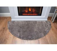 SrS Rugs® Plain Half Moon Semi Circular Silver Brown Red Black Grey Purple Green Shaggy Pile Rug Different (Black Mix 70cm x 137cm)