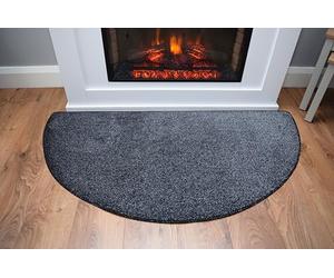 SrS Rugs® Plain Half Moon Semi Circular Silver Brown Red Black Grey Purple Green Shaggy Pile Rug Different (Black Grey Mix)