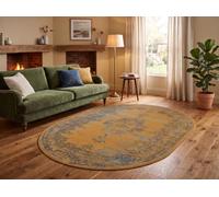 SrS Rugs® Round Circle Large Small Living Room Mat Rug 13 Designs 3 Sizes (Distressed Gold, 120cm x 170cm Oval Shape)