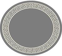 SrS Rugs® Round Circle Large Small Living Room Mat Rug 13 Designs 3 Sizes (Greek Key Grey, 160cm Circle)