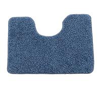SrS Rugs® Toilet Mats Pedestal Only Machine Washable Non Slip Rubber Backed U Shaped Extra Thick Soft Shaggy Fluffy Absorbent Bathroom Rug (Denim Blue)