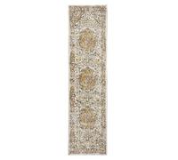 SrS Rugs Vintage Rugs for Living Room, Bedroom, Dining Room, Kitchen Room - Boho Distressed Traditional Faded Ikat Style Multicoloured Design Smooth Soft Low Pile (Cream, 67cm x 250cm)