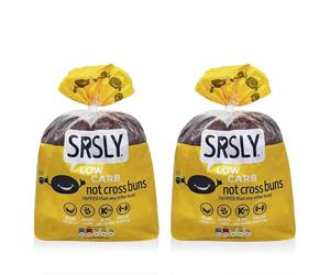 SRSLY Low Carb Keto Hot Cross Buns - 4.7G Carbs, 11G Protein, 6G Fibre - Freshly Baked Soft & Fluffy - Sugarwise Certified High Protein Lower Calorie Bread - Pack of 2