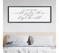 SRSZHIYUE If I Lay Here Would You Lie With Me Sign Bedroom Wall Decor Art 32"×12" Large Wood Framed Wall Hanging (Black)