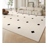 SRTJURFG Area Rug for Living Room Bedroom 160 x 280 cm Large Floor Carpet with Non-Slip Backing for Indoor Dining Room Home Deco Washable Rug Modern lines squares white black