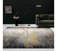 SRTJURFG Area Rugs Washable Non Slip Rugs 160 x 230 cm for Living Room Bedroom Carpet Home Decor Office Rug, Stylish and Easy Care Modern abstract ink black and yellow
