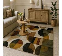 SRTJURFG Rugs for Living Room 130 x 200 cm Washable Rectangle Rugs Non-Slip Soft Bedroom Area Rugs for Dining Room Office, Fresh Look Geometric Abstract Brown Beige Green Black Yellow