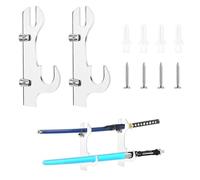 SRTSTR Set of 2 Katana Brackets Double Layer Sword Holder Wall Katana Stand Acrylic Katana Wall Mount for Lightsaber Samurai Demon Slayer Katana Support All Swords (Transparent)