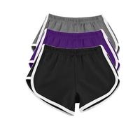 SRTUMEY 3 PC Shorts for Women Casual Summer Sports Yoga Shorts Workout Athletic Running Gym Shorts Pajamas for Women Shorts Set Sexy Khaki