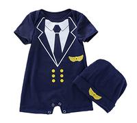 SRTUMEY Baby Jumpsuit Extender Baby Summer Suit Pilot Climbing Suit Short Sleeve Hat Casual Going Out for 0 to 24 Years Baby Girl Romper 3-6 Months Black