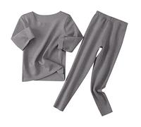 SRTUMEY Boys Dressing Gown 11-12 Years Clearance Toddler Kids Infant Baby Boys Girls Long Sleeve Tops Blouse Pj’s Solid Pants Trousers Sleepwear Pajamas Outfits Set Age 8-10 Years Grey