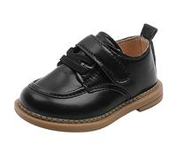 SRTUMEY Boys PU Leather Loafers Moccasins Oxford Stylish School Shoes UK | Hook Loop and Laces Oxford, Comfy Footbed, Non-slip Base, Soft Upper, Breathable Lining, Flexible Sole, Classic Moccasins