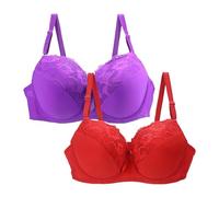 SRTUMEY Bras for Women Multipack 2 Pc Women's Underwear 34/75 36/80 38/85 40/90 42/95 44/100 BCDE Cup Sexy Floral Lace Bra for Womens Lingerie Plus Size 2 Packs Bras UK Clearance
