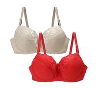SRTUMEY Bras for Women Multipack 2 Pc Women's Underwear 34/75 36/80 38/85 40/90 42/95 44/100 BCDE Cup Sexy Floral Lace Bra for Womens Lingerie Plus Size 2 Packs Bras UK Clearance