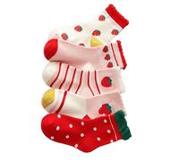 SRTUMEY Clearance 5 Pairs Kids Strawberry Crew Socks Floor Socks Cute Cartoon Thin Breathable Fall Cartoon Fashion 5 Pieces For 1 To 10 Years