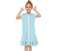 SRTUMEY Clearance Kids Zip Up Terrys Hooded Coverups Swim Beach Cover Up Cotton Summer Short Sleeve Bathing Suit Bathrobe with Pockets Beach Dress Girls Ballet Dress Birthday