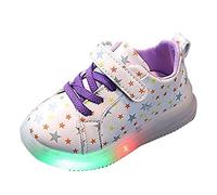SRTUMEY Kids Baby Girls Boys Sneakers Toddler Non Slip Led Light Up Trainers Glitter Sparkle Luminous Walk Shoes Girl Boy Birthday Gifts Size 5.5 Purple