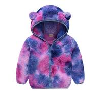 SRTUMEY Kids Boys Girls Bear Ears Hoodies Coat Fleece Warm Winter Teddy Plush Coats Jackets Toddler Zip Up Light Jacket Sweatshirt Outwear (Red, 2-3 Years)