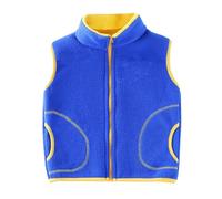 SRTUMEY Kids Fleece Hooded Vest Gilets Winter Thickened Warm Childrens Coat Autumn Thermal Fuzzy Teddy Zip Up Jacket (Blue, 10-11 Years)
