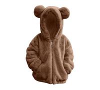 SRTUMEY Kids Winter Coat Age 2-12 Boys Girls Teddy Fleece Warm Coat Hoodie Cute Bear Ears Winter Warm Fuzzy Jacket Children Windproof Fleece Jackets