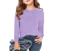 SRTUMEY Loose Pullover Tops Sweatshirt for Kids Girls UK Clearance Girls Long Sleeve T Shirts Kids Fall Tops Crewneck Basic Tees 5 14Y New Years Age 13-14 Years Purple