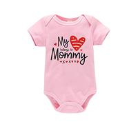SRTUMEY My 1st Valentines Set for Baby Valentine's Day Toddler Girls Boys Letter Heart Prints Short/Long Sleeves Jumpsuit Romper Baby Boy Summer Clothes 6-9 Months #4_Pink