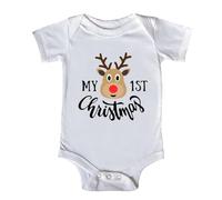 SRTUMEY My First Christmas Newborn Infant Jumpsuit Short Sleeve Bodysuit Baby Christmas Romper Cotton Merry Christmas Print 0-3 Months