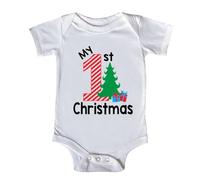 SRTUMEY My First Christmas Newborn Infant Jumpsuit Short Sleeve Bodysuit Baby Christmas Romper Cotton Merry Christmas Print 0-3 Months