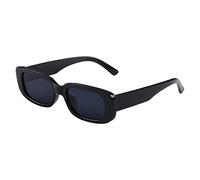SRTUMEY Retro Rectangle Sunglasses for Women, Lady Trendy Square Party Glasses Bulk Driving Glasses 90’s Vintage Fashion Narrow Square Frame YL0414 1_Black One Size