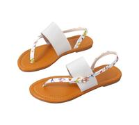 SRTUMEY Slipper Sandals Shoes for Women Women's Beach Clip Toe Sandals Hollow Casual Slippers Flat Shoes Vintage Sandals Rhinestone Sandals for Women Low Heel Size 12
