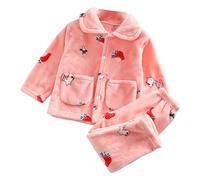 SRTUMEY Toddler Dressing Gown Clearance Toddler Kids Baby Boys Girls Bathrobes Hooded Warm Flannel Night Robe Sleepwear Pajamas Age 2-3 Years Pink