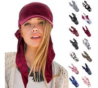 SRTUMEY Wine Ladies Hat Fashion Hijab Cap Floral Stretch Multicolor Muslim Hijab Cap Base Hat Baseball Cap Long Strap One Size