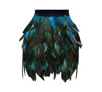 SRTUMEY Women's Feather Mini Skirt Faux Feather A Line Mini Skirt Fashion Short Skirt L Sky Blue