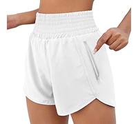 SRTUMEY Womens Running Shorts Workout Elastic Waist Athletic Yoga Pants Sports Pants Headbands for Women Loose Sports Shorts Cycling Shorts Women White