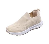 SRTUMEY Womens Sport Walking Sneakers Women's Woven Orthopedic Breathable Soft Shoes Go Walking Slip On Foam Shoes Hands Slip in Sneakers Arch Support Pavers Shoes for Women Khaki