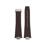 SRTYDCUR 12mm Men's Watch Strap Compatible With Tissot PRX T137.407 T137.410 Super Player Fashion Rubber Watchband Quick Release Silicone Bracelet(Brown Silver)