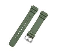 SRTYDCUR 18mm Rubber Strap Compatible With Casio G-SHOCK AQ-S810W AE-1200 W-216H W-735H SGW-400 MRW-200H Men Universal Resin Replace Watch Band(Army green silver)