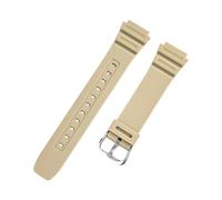 SRTYDCUR 18mm Rubber Strap Compatible With Casio G-SHOCK AQ-S810W AE-1200 W-216H W-735H SGW-400 MRW-200H Men Universal Resin Replace Watch Band(Khaki silver)